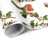 Packpapier roter Robin- und Stechpalmenbeeren (Rolleneckpunkt)