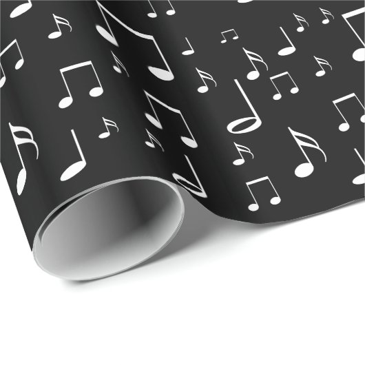Packpapier schwarz-weiß Musiknoten (Rolleneckpunkt)