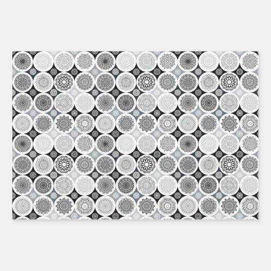 Packpapier Set von 3 Blatt abstrakte Mandala (Vorderseite 3)