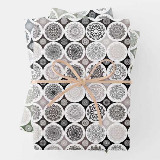 Packpapier Set von 3 Blatt abstrakte Mandala (Beispiel)