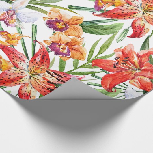 Packpapier, Tropen (weiß) Geschenkpapier (Ecke)