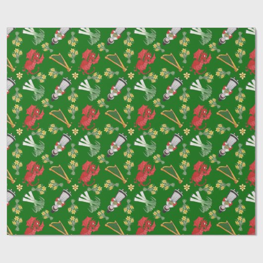 Packpapier: Waliser-Drachen, Narzissen, Porrees Geschenkpapier (Flach)