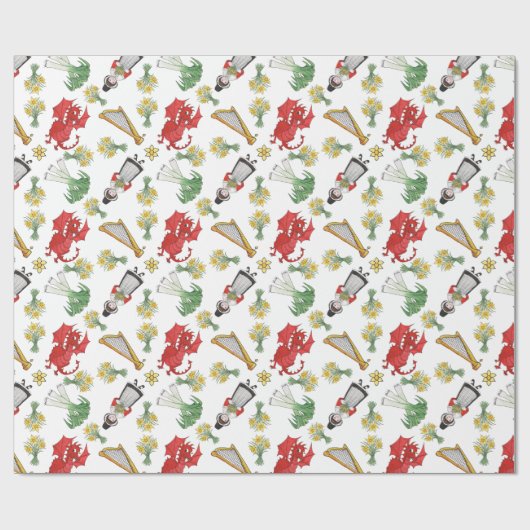 Packpapier: Waliser-Embleme, Drache, Narzissen Geschenkpapier (Flach)