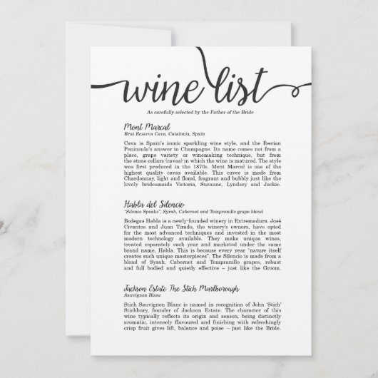 Packpapier-Wein-Liste Einladung (Vorderseite)