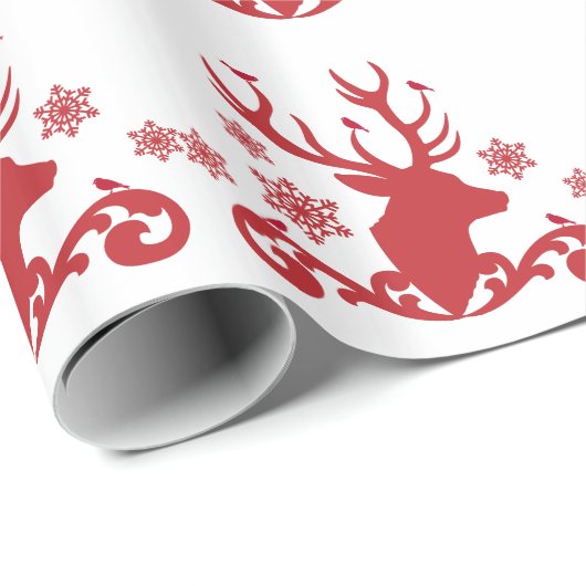 Packpapierrolle mit rotem Weihnachtsrotwildentwurf Geschenkpapier (Rolleneckpunkt)