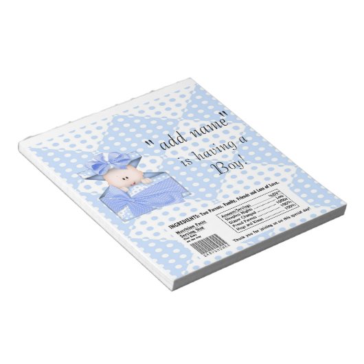 Packung Babydusche Bar Wrapper Gastgeschenk Notizblock (angewinkelt)