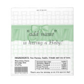 Packung Babydusche Bar Wrapper Gastgeschenk Notizblock (Vorderseite)
