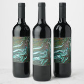 Packung Bis zu 2 Flaschen Abstrakter grüner Wein Weinetikett (Flaschen)