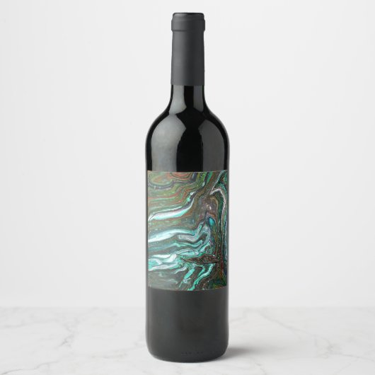 Packung Bis zu 2 Flaschen Abstrakter grüner Wein Weinetikett (Vorderseite)