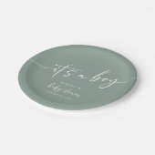 Packung Grüne Babydusche Papierplatte Moderner Jun Pappteller (Schrägansicht)