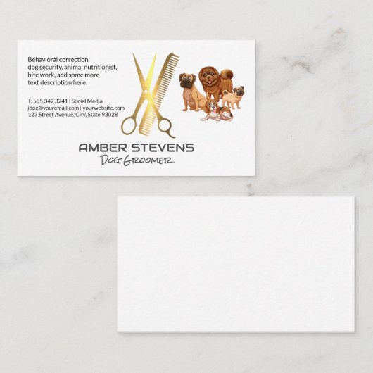 Packung Hunde | Scherenkamm Visitenkarte (Vorne/Hinten)