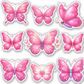 Packung lebendiger rosa Schmetterlinge Aufkleber (Vorderseite)