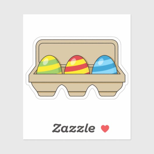 Packung mit bunten Ostereiern aus Cartoon Aufkleber (Blatt)