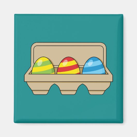 Packung mit bunten Ostereiern aus Cartoon Magnet (Vorne)