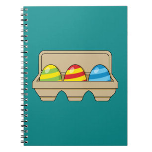 Packung mit bunten Ostereiern aus Cartoon Notizblock