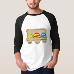 Packung mit bunten Ostereiern aus Cartoon T-Shirt