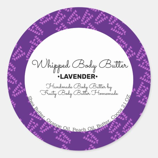 Packung mit dem Lavendel-Butter-Bath-Branding Runder Aufkleber (Vorderseite)