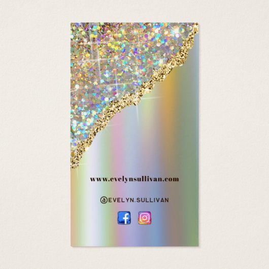 Packung mit Glitzer-Folien aus Gold-Imitaten (Rückseite)