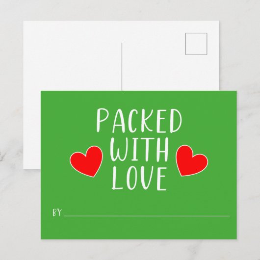 Packung mit Liebe Postkarte (Vorne/Hinten)