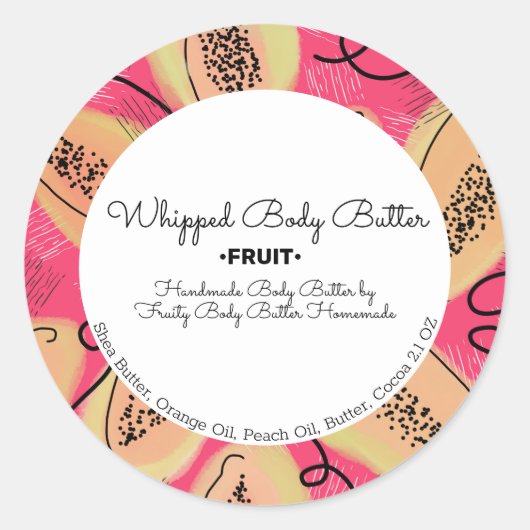 Packung Papaya Body Butter Bath Branding Runder Aufkleber (Vorderseite)