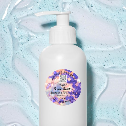 Packungsbeilage für Body Butter Lila QR-LOGO Runder Aufkleber