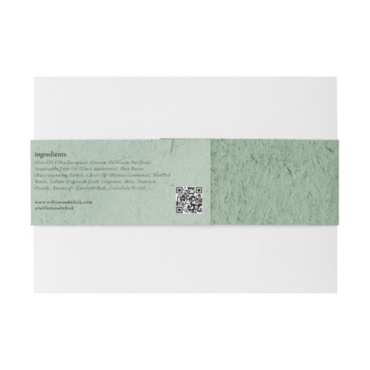 Packungsbeilage für grüne botanische Seife Einladungsbanderole (Rückseitenbeispiel)