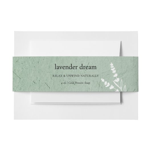 Packungsbeilage für grüne botanische Seife Einladungsbanderole (Vorderseite Beispiel)
