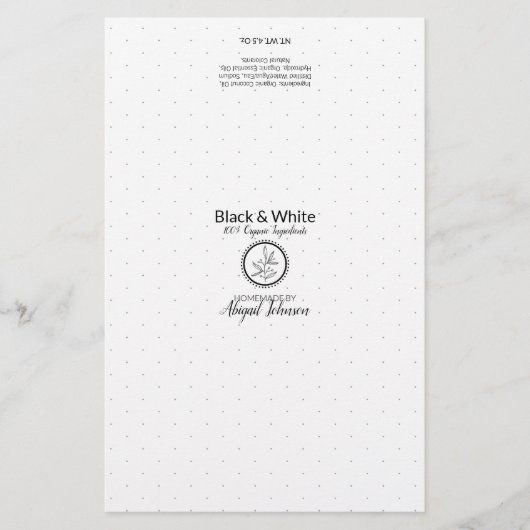 Packungsbeilage für schwarze und weiße Seife | Lei (Vorderseite)