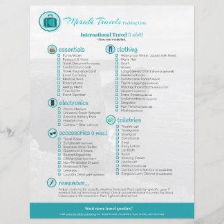 Packungsliste: International Travel (1 Erwachsene)