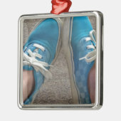 Packwagenschuhe blau ornament aus metall (Links)