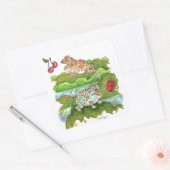 PacMan Frogs bei der Jagd auf Obst Quadratischer Aufkleber (Umschlag)