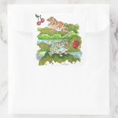 PacMan Frogs bei der Jagd auf Obst Quadratischer Aufkleber (Tasche)