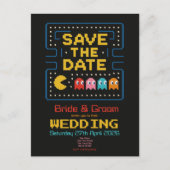 pacman retro personalisiert Gaming "Save the Date" Postkarte (Vorderseite)