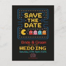 pacman retro personalisiert Gaming "Save the Date" Postkarte