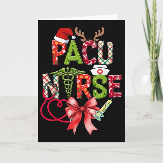 Pacu Nurse Christmas Cute Coquette Christmas Bow X Karte (Vorderseite)