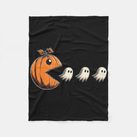 Pacween Lustiger Halloween-Kürbis-Geist-Chomp-Game Fleecedecke (Vorderseite)