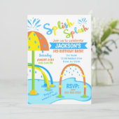 Pad Birthday Einladung / Wasserpark / Junge (Stehend Vorderseite)