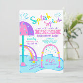 Pad Birthday Einladung / Wasserpark / Mädchen (Stehend Vorderseite)