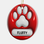 Pad Pet Print 3D Red White Name Personalisiert Keramik Ornament (Links)