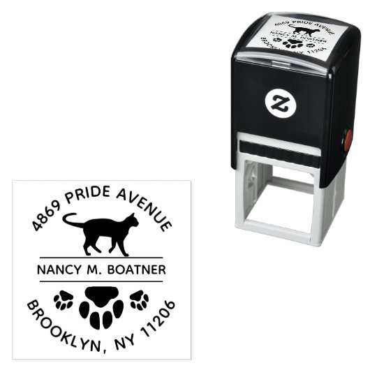Pad Print Cat Rücksendeadresse Briefmarke Selbstfa Permastempel (Beispiel)
