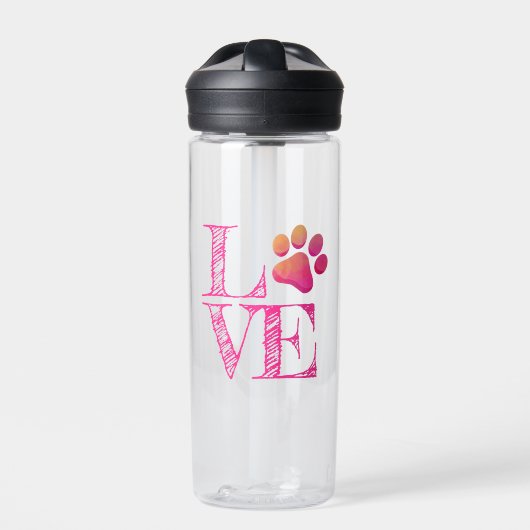 Pad Print LIEBE Rosa Orange Fun Family Pet Trinkflasche (Vorderseite)