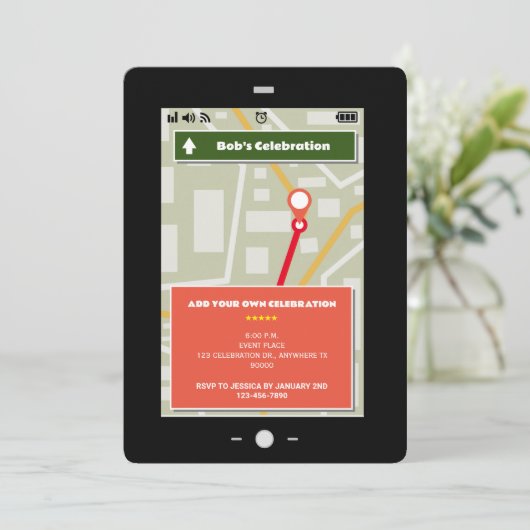 Pad Screen Map Thema für jede Feier Einladung (Stehend Vorderseite)