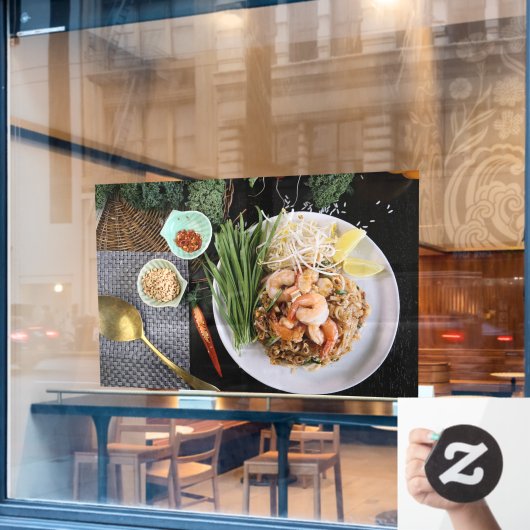 Pad Thai Pad Thai Prawn Thai Food Thai Noodle Fensteraufkleber (Café-Fenster)