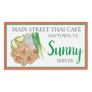 Pad Thai Summmer Rolls Food Restaurant Server Namenschild