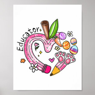 Pädagoge Apple Bunny Eggs Ostertag Teache Poster