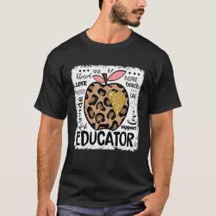 Pädagoge Lehrer Leopard Apfel Liebe Team Zurück zu T-Shirt