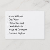 Pädagogische Visitenkarten Visitenkarte (Rückseite)