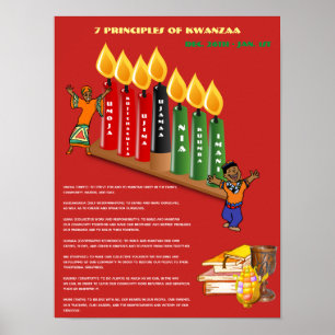 Pädagogisches KWANZAA-Poster 7 Grundsätze, Symbole Poster
