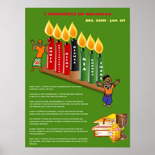 Pädagogisches KWANZAA-Poster 7 Grundsätze, Symbole Poster (Vorne)