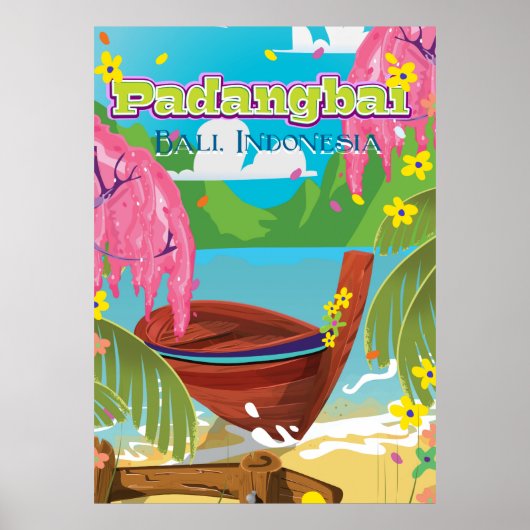 Padangbai Cartoon Reiseplakatkunst. Poster (Vorne)